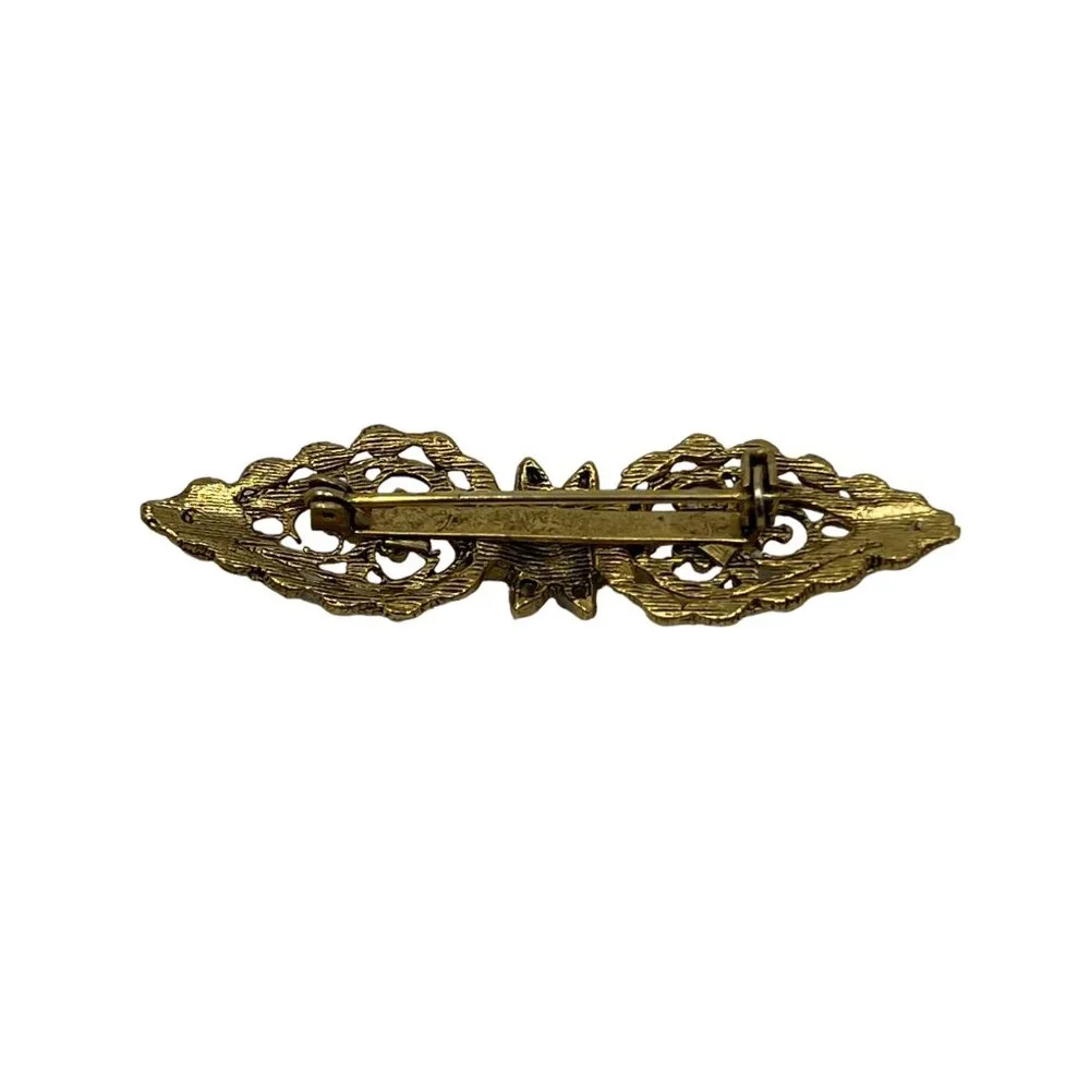 Flower Brooch‎ Braided Filigree Shiny Matte Vintage Bar Pin